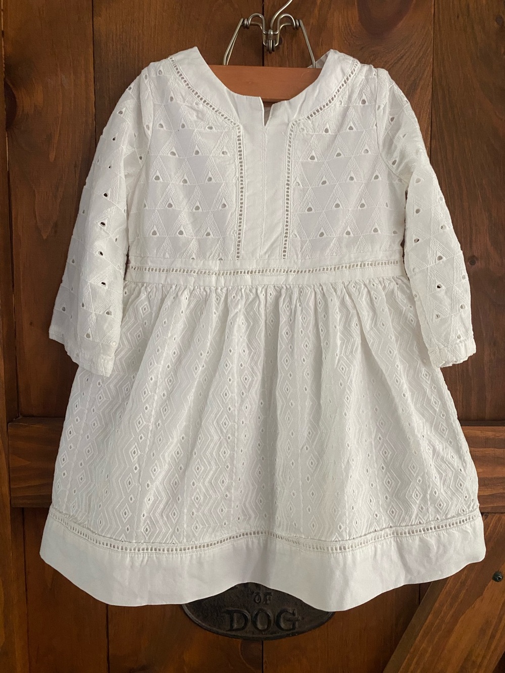 White Eyelet Embroidered Dress 3T Long Sleeve